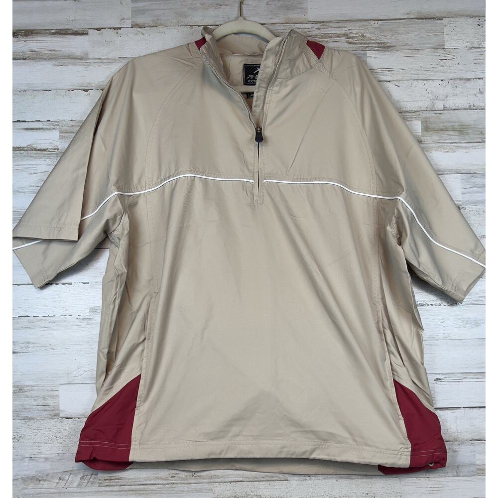 AHEAD 1/2 Zip NWT Pullover Short Sleeve Lg Rain Spill Resistant Beige Preppy